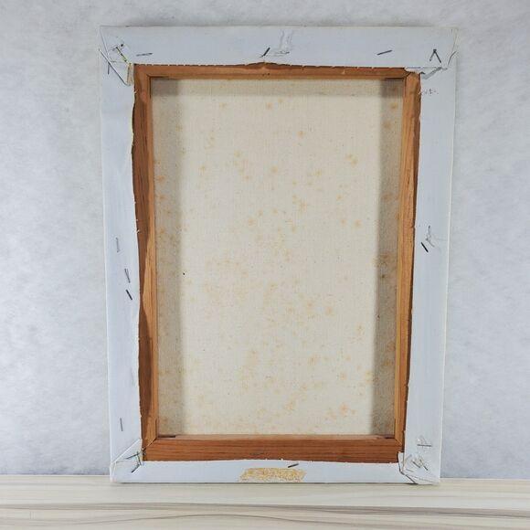 Vintage Signed Oil Painting Kitten Cat Mid-Century Modern Avocado Green T Peak - Picture 2 of 10